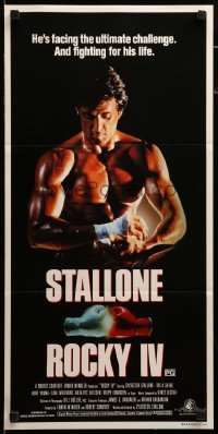 4g531 ROCKY IV Aust daybill '85 great image of heavyweight boxing champ Sylvester Stallone!