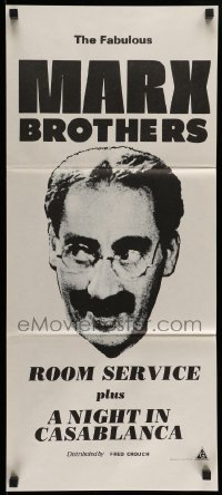 4g534 ROOM SERVICE/NIGHT IN CASABLANCA Aust daybill '70s great headshot image of Groucho Marx!