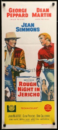 4g535 ROUGH NIGHT IN JERICHO Aust daybill '67 Dean Martin & George Peppard with guns drawn!