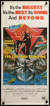 4g548 SPY WHO LOVED ME Aust daybill R80s great art of Roger Moore as James Bond 007 by Bob Peak!