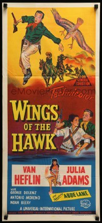 4g577 WINGS OF THE HAWK Aust daybill '53 art of Van Heflin & Julia Adams, Budd Boetticher!
