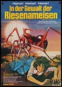 4g164 EMPIRE OF THE ANTS German 33x47 '77 H.G. Wells, great Drew Struzan art of monster attacking!