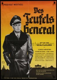 4g229 DEVIL'S GENERAL German '57 Des Teufels General, cool close-up art of Curt Jurgens, German!