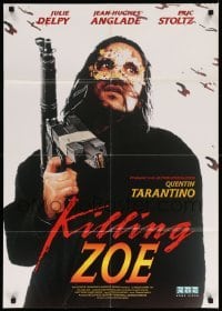 4g268 KILLING ZOE video German '95 partially written by Tarantino, wacky masked dude with gun!