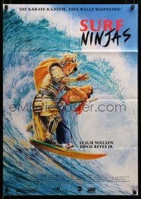 4g327 SURF NINJAS German '93 Leslie Nielsen, Rob Schneider, wacky surfing art!