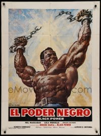 4g016 BLACK POWER Mexican poster '75 world champion bodybuilder Sergio Oliva breaking chains!
