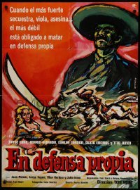 4g028 EN DEFENSA PROPIA Mexican poster '79 Toni Siebert, completely different western cowboy art!