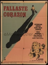 4g029 FALLASTE CORAZON Mexican poster '70 Jose Maria Fernandez Unsain, cool shadow art!