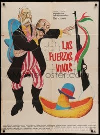 4g038 LAS FUERZAS VIVAS Mexican poster '75 Luis Alcoriza' Mexican Revolution action thriller!