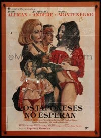 4g040 LOS JAPONESES NO ESPERAN Mexican poster '78 Julio Aleman, Jacqueline Andere, sexy artwork!