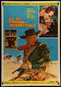 4g044 ONE EYED JACKS Mexican poster '62 art of star & director Marlon Brando with gun & bandolier!