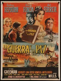 4g051 WAR & PEACE Mexican poster '60 Audrey Hepburn, Henry Fonda & Mel Ferrer, Tolstoy epic!