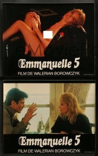 4g871 EMMANUELLE V 9 French LCs '87 w/close up of sexy naked Monique Gabrielle in the title role!