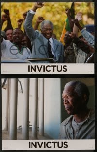 4g905 INVICTUS 8 French LCs '10 Morgan Freeman as Nelson Mandela, Matt Damon, rugby!