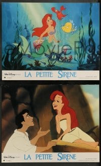 4g840 LITTLE MERMAID 12 French LCs '90 great images of Ariel & cast, Disney underwater cartoon!