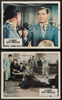 4g842 NORTH BY NORTHWEST 12 French LCs R70s Cary Grant, Eva Marie Saint, Alfred Hitchcock classic!