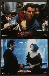 4g849 TOMORROW NEVER DIES 12 French LCs '97 Pierce Brosnan as Bond, Michelle Yeoh, Teri Hatcher!