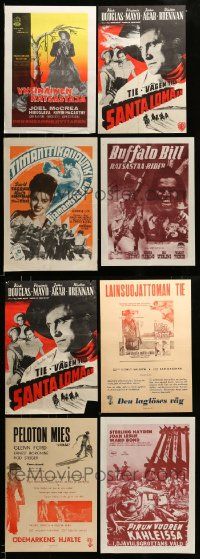 4h430 LOT OF 8 FORMERLY FOLDED FINNISH POSTERS '50s-60s great images from a variety of movies!