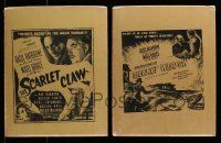 4h303 LOT OF 2 SHRINKWRAPPED SHERLOCK HOLMES LOCAL THEATER HERALDS '40s Scarlet Claw,Secret Weapon
