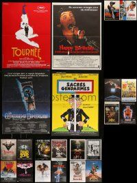4h439 LOT OF 24 FORMERLY FOLDED SMALL FRENCH POSTERS '70s-90s a variety of cool movie images!