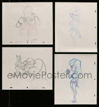4h292 LOT OF 4 ANIMATION DRAWINGS '00s cool cartoon pencil drawings from King of the Hill & more!