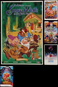 4h670 LOT OF 5 UNFOLDED DISNEY MOSTLY ONE-SHEETS '90s Snow White, Little Mermaid, Fantasia +more!