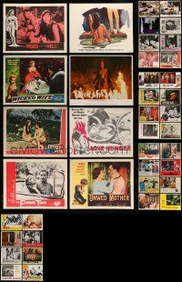 4h088 LOT OF 44 SEXPLOITATION LOBBY CARDS '50s-80s great scenes from a variety of sexy movies!