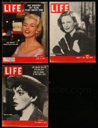 4h221 LOT OF 3 LIFE MAGAZINES '40s-50s Jayne Mansfield, Judy Garland & Geraldine Fitzgerald!