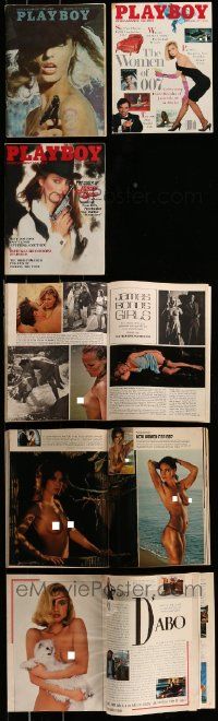4h218 LOT OF 3 PLAYBOY MAGAZINES WITH JAMES BOND GIRLS ARTICLES '60s-80s sexy nude Bond Girls!