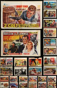 4h447 LOT OF 28 MOSTLY FORMERLY FOLDED BELGIAN POSTERS '50s-70s images from a variety of movies!