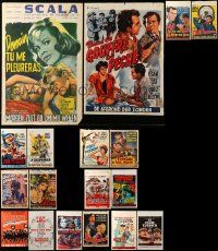 4h449 LOT OF 20 FORMERLY FOLDED BELGIAN POSTERS '50s-80s great images from a variety of movies!