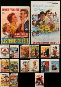 4h452 LOT OF 17 FORMERLY FOLDED BELGIAN POSTERS '50s-70s great images from a variety of movies!