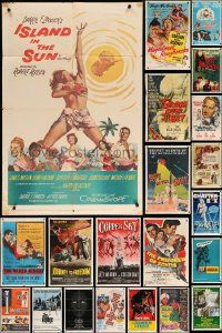 4h037 LOT OF 77 FOLDED ONE-SHEETS '50s-80s great images from a variety of different movies!