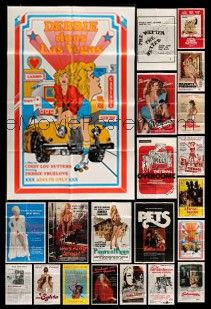 4h084 LOT OF 75 FOLDED SEXPLOITATION ONE-SHEETS '70s-80s great images from sexy movies!