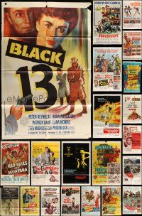 4h038 LOT OF 76 FOLDED ONE-SHEETS '40s-70s great images from a variety of different movies!