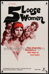 4j012 5 LOOSE WOMEN 23x35 1sh '74 Fugitive Girls, written by Ed Wood, sexy artwork!