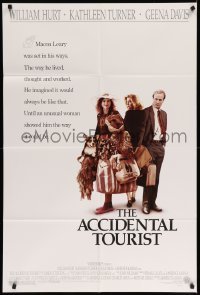 4j021 ACCIDENTAL TOURIST 1sh '88 William Hurt, Kathleen Turner, Geena Davis
