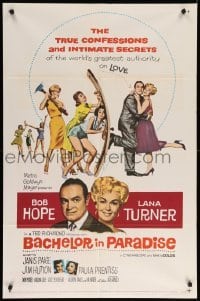 4j064 BACHELOR IN PARADISE 1sh '61 world's greatest lover Bob Hope romances sexy Lana Turner!