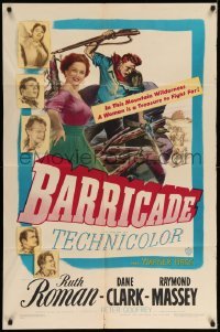 4j073 BARRICADE 1sh '50 Jack London, Ruth Roman is a treasure to fight for!
