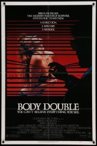 4j095 BODY DOUBLE style A 1sh '85 Brian De Palma, Melanie Griffith, voyeur watches sexy woman!