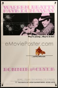 4j097 BONNIE & CLYDE 1sh '67 notorious crime duo Warren Beatty & Faye Dunaway, Arthur Penn!