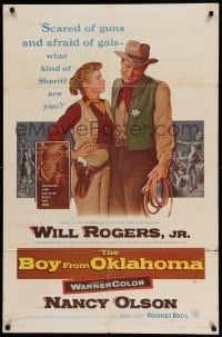 4j102 BOY FROM OKLAHOMA 1sh '54 Michael Curtiz, Will Rogers Jr., Nancy Olson, Chaney!