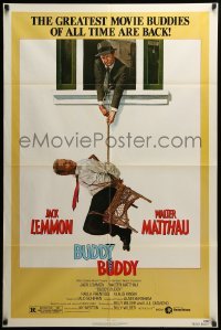 4j112 BUDDY BUDDY 1sh '81 great wacky art of Walter Matthau & Jack Lemmon by John Solie!