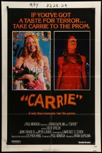 4j133 CARRIE 1sh '76 Stephen King, Sissy Spacek before and after her bloodbath at the prom!