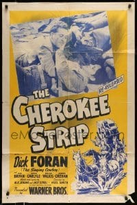 4j144 CHEROKEE STRIP 1sh R43 singing cowboy Dick Foran fighting bad guy, & art of stagecoach!