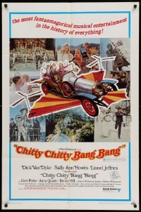 4j149 CHITTY CHITTY BANG BANG style B 1sh '69 Dick Van Dyke, Sally Ann Howes, artwork of flying car