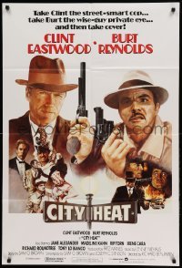 4j154 CITY HEAT int'l 1sh '84 Clint Eastwood the cop & Burt Reynolds the detective by Pucken!