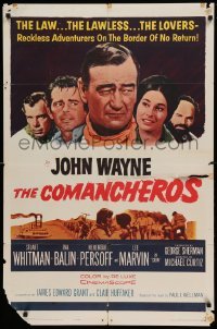 4j168 COMANCHEROS 1sh '61 cowboy John Wayne, Stuart Whitman, directed by Michael Curtiz!
