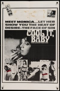 4j180 COOL IT BABY 1sh '67 cool images of sexy smoking Beverly Baum in title role!