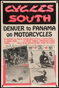 4j201 CYCLES SOUTH 1sh '71 Denver to Panama on bikes, motorcycle and bullfighting images!
